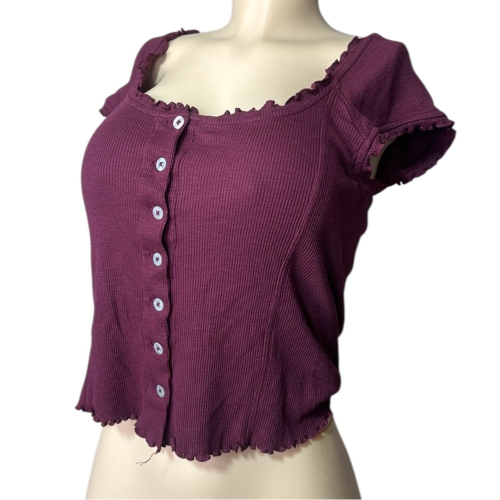 Free people Women's Burgundy Button-Up Top sz M